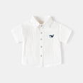 thumbnail image 2 of Ymyiu Toddler Boy Button Up Shirt Boys Hawaii Shirt Button Up Shirts Short Tropical Shirt Kids 5T 6T(White, 5-6 Years), 2 of 9