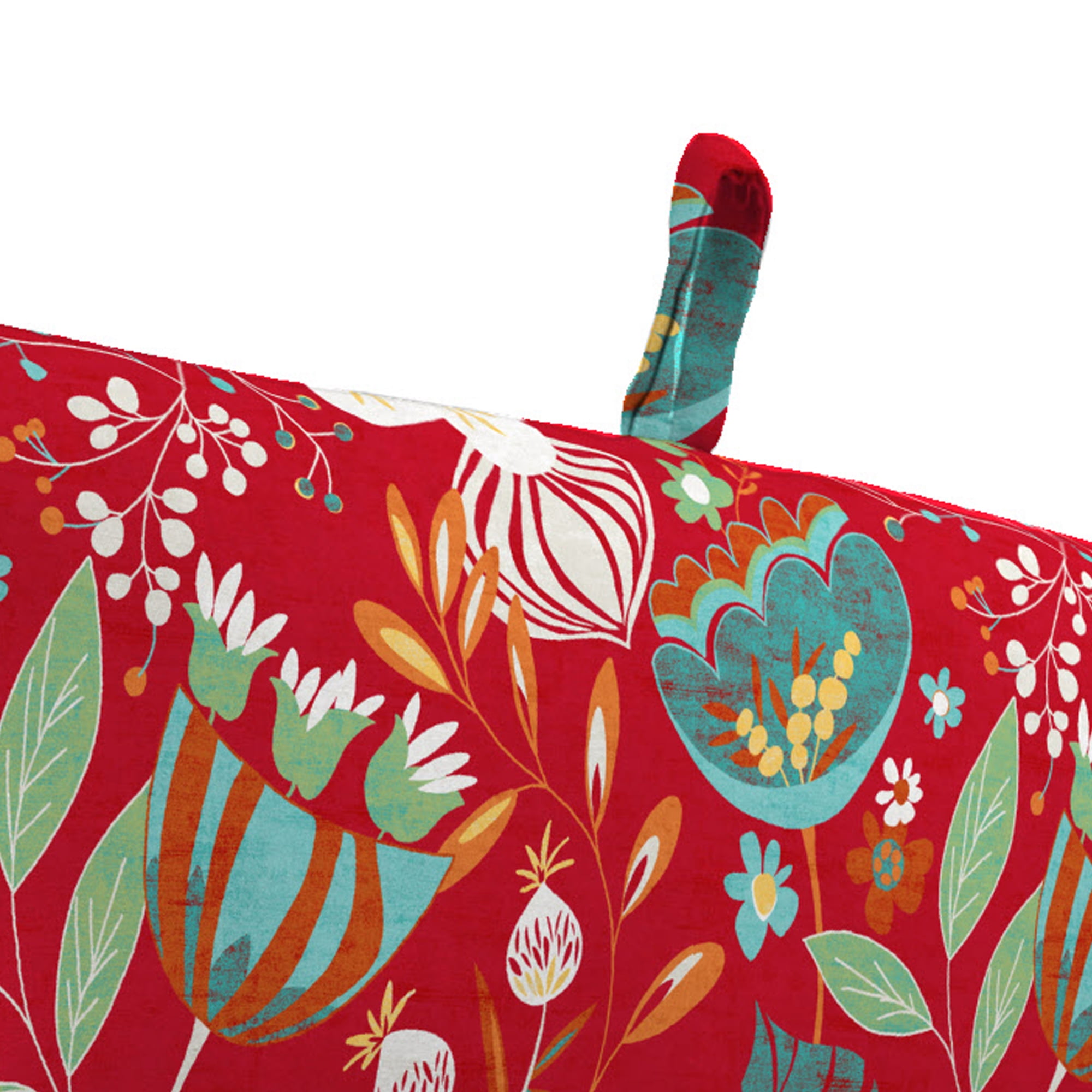 Jordan Manufacturing 44" x 22" Avianna Saxony Red Floral Rectangular Outdoor Chair Cushion with Ties and Hanger Loop