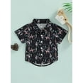thumbnail image 2 of hirigin Toddler Kid Baby Boy Button Down Shirt Lapel Neck Short Sleeve Cow Printed T-Shirt Tops Casual Summer Tee 6M-5T, 2 of 8