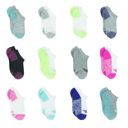 Hanes Cool Comfort No Show Socks, 12 Pack (Little Girls & Big