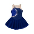 thumbnail image 3 of Sinleey Robe de Patinage Artistique pour Filles, Sans Manches, avec Strass Scintillants, Robe de Danse Ballet, Bleu Foncé 8, 3 of 7