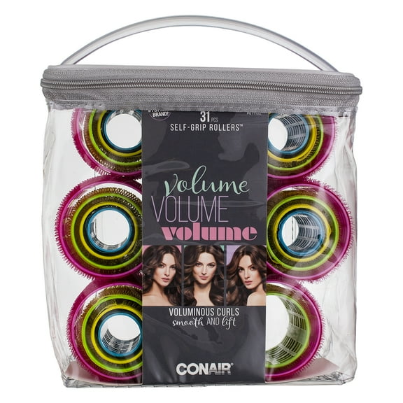 Conair Self Grip Voluminous Curls Self-Grip Hair Rollers, Assorted Sizes, Assorted Colors, 31 Ct