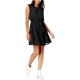 thumbnail image 1 of maison Jules Womens Swiss-Dot Fit & Flare Vestido, Negro, Pequeño, 1 of 1