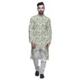 thumbnail image 1 of Atasi Kurta à Manches Longues Imprimé, Boutonné, Asymétrique, Kurta de Designer pour Garçons, 1 of 5