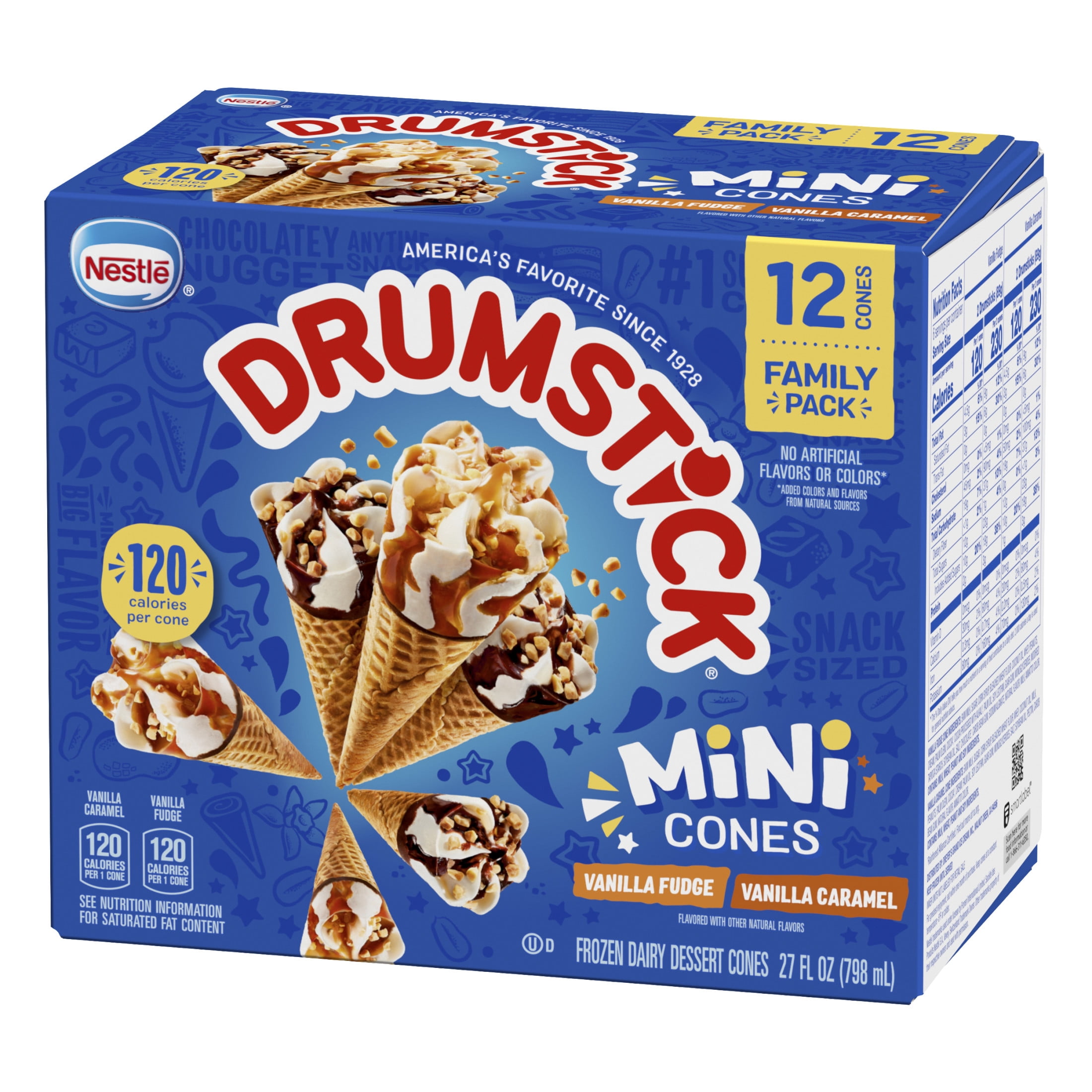 Drumstick Lil' Drums Vanilla Fudge And Caramel Swirl 12 Pack Ice Cream Sundae Cones
