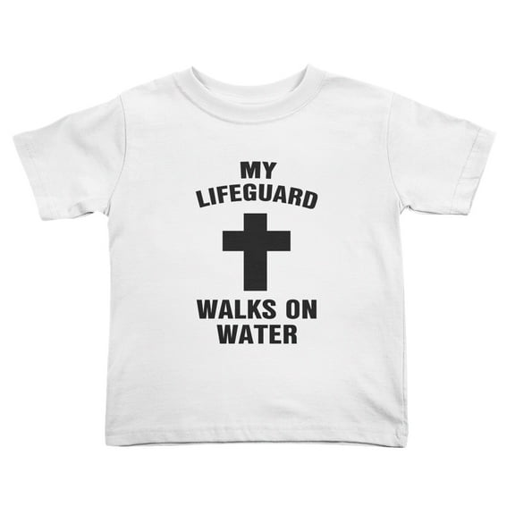 My Lifeguard Walks On Water Cute Toddler Tshirts for Boys Girls (White, Youth XL)