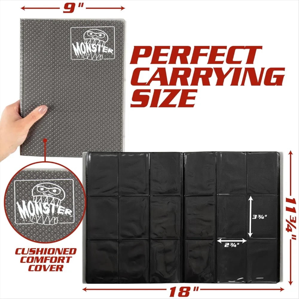 Monster Binder - 9 Pocket Trading-Card Album - Holofoil White w White Pages - Holds 360 Yugioh-Magic-Pokemon-Cards