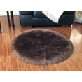 thumbnail image 1 of Soho Luxurious Faux Sheepskin Round Shape Brown Shag Area Rug, 1 of 5