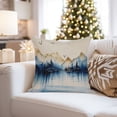 thumbnail image 4 of Ethan Taylor Landscape and Nature Throw Pillow Soft Cushion Cover 'Mountain Echoes Mountains' Modern Pattern Decorative Square Accent Pillow Case, 16x16 Inches, Blue, Gold, 4 of 5
