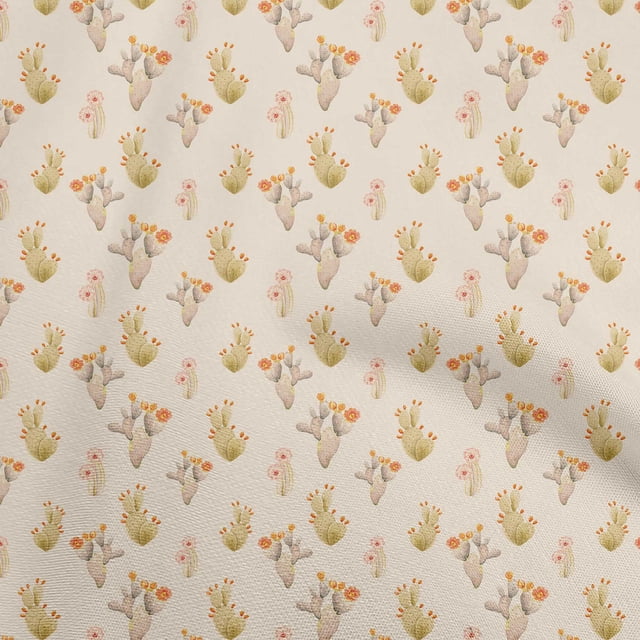 oneOone Viscose Chiffon Yellow Fabric Cactus Sewing Craft Projects Fabric Prints By Yard 42 Inch Wide
