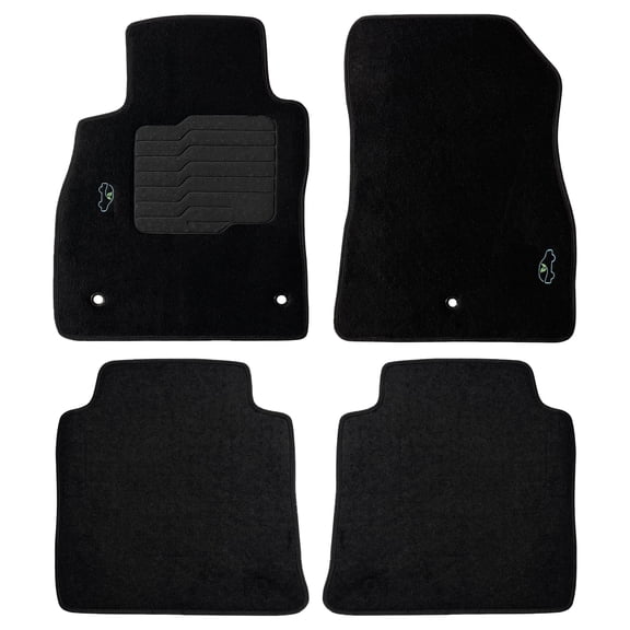 Carpet Floor Mats for 2018 to 2024 Nissan Kicks with Anti Slip Heel Pad and Safety Locks - Front and Rear - Black - ecoMats