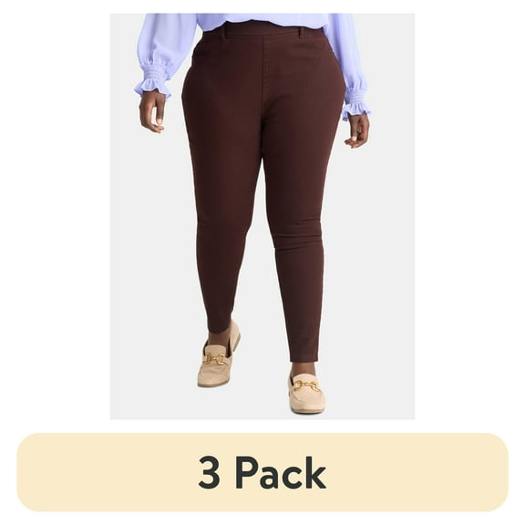(3 pack) Terra & Sky Women's Plus High Rise Skinny Jegging, 28" Inseam, Sizes 0X-4X