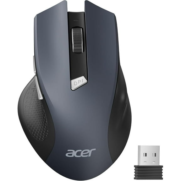 acer Wireless Mouse for Laptop, 2.4GHz Computer Mouse 3 Adjustable DPI Office Cordless USB Mice with USBA Receiver, 6 Buttons, 1600 DPI, Medium to Large Sized Hands Compatible with PC, Laptop