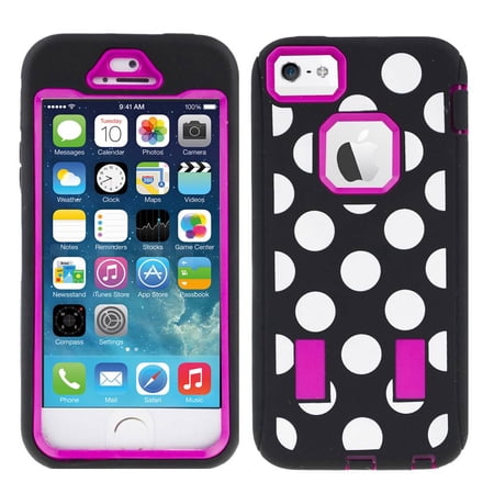 case iphone for se walmart SE Case Body Rubber Cover Dots 5 Full Polka IPhone Hard 5S Black /