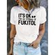 thumbnail image 2 of English Simple Pill Pattern Print Women's Fashion Trendy Round Neck Short Sleeve, Simple Casual Sports T-shirt, Comfortable Summer Top Women's Clothing, 2 of 8