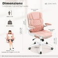 thumbnail image 6 of SEATZONE Ergonomic Office Chair Pink PU Leather Desk Chairs Computer Chair with Wheels and Flip-up Arms,Rolling Swivel Task Chair for Women,Girls, 6 of 8