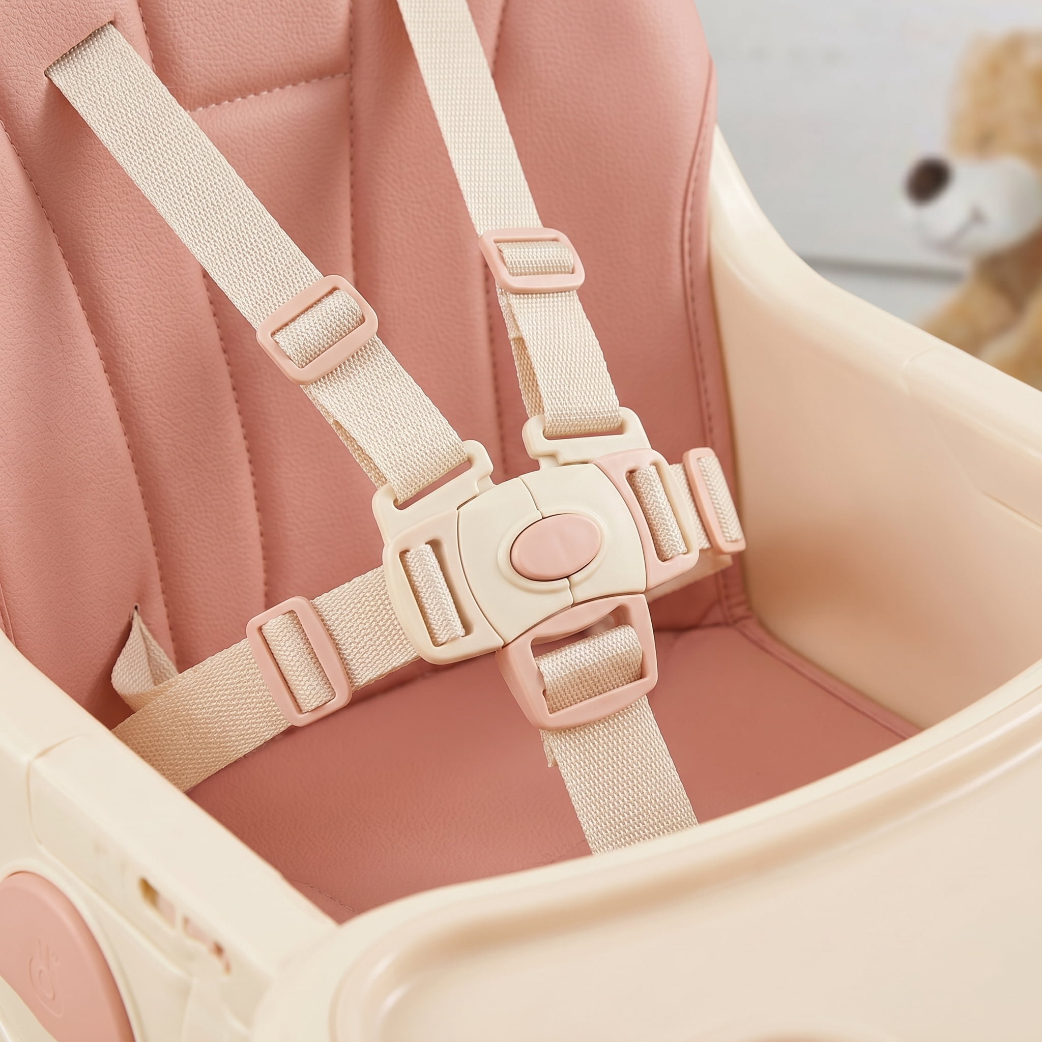 YUCHANG 4- in-1 Baby High Chair,Adjustable Convertible Infant Baby Feeding Chair Booster for Eating with Detachable Double Tray,5 Point Harness