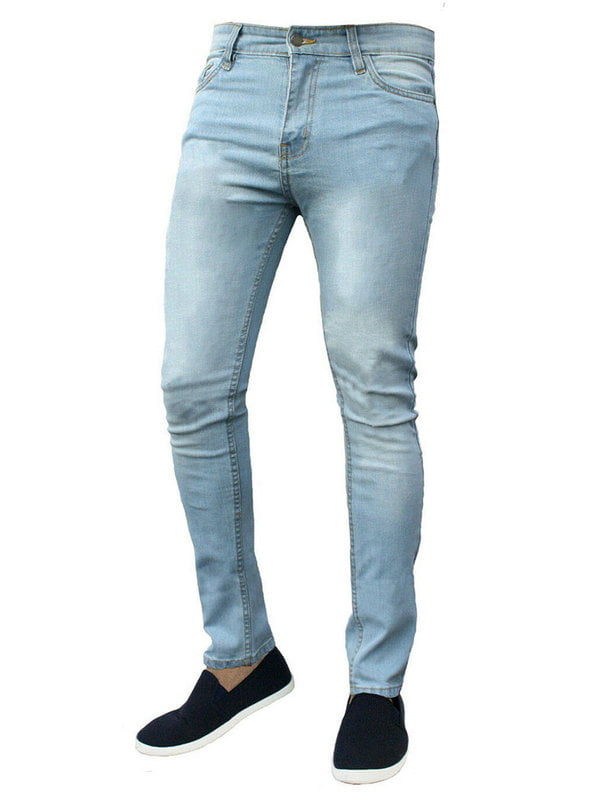 Enzo Mens Jeans Stretch Cuffed Soft Fabric Skinny Slim Fit Trousers Pants 