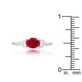 thumbnail image 2 of Precious Stars Precious Stars R07597R-C10-08 Bague Triplet en Zircon Cubique Rouge à Coupe Ovale Argentée, 2 of 5