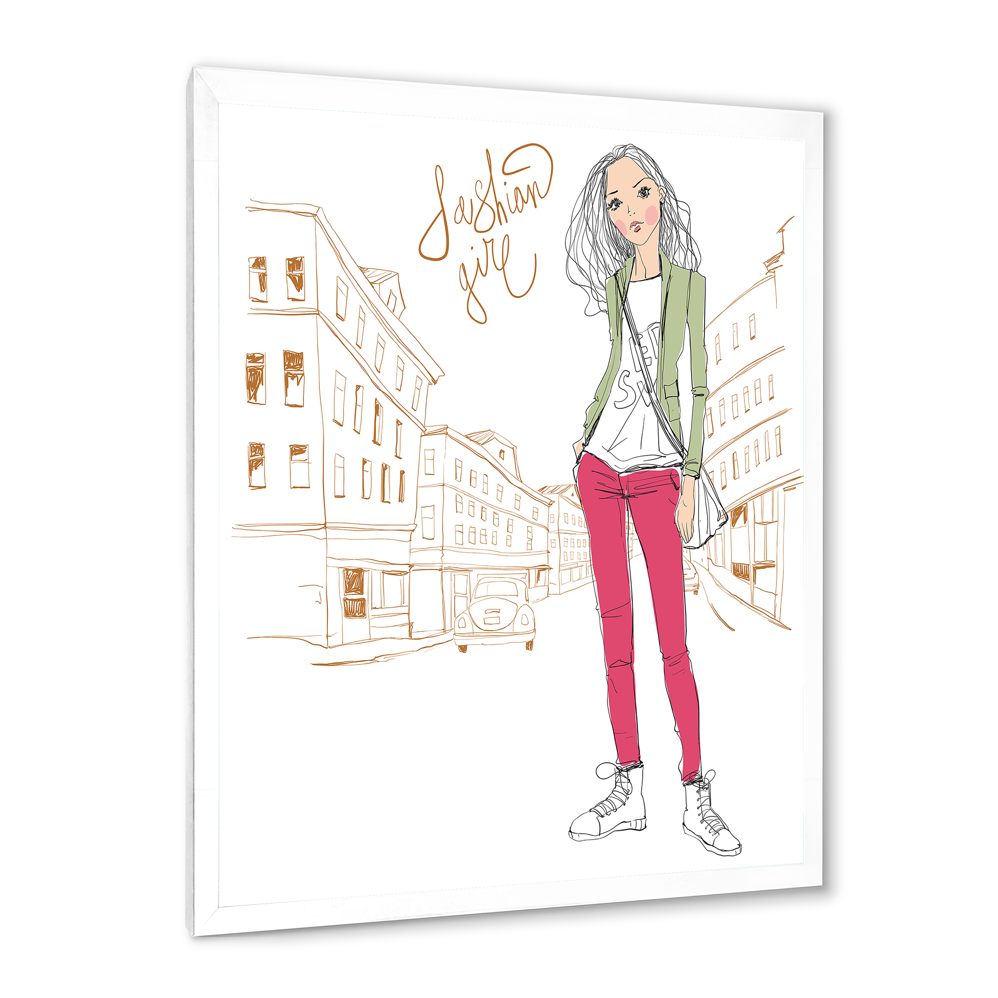 Designart 'Trendy Fashion Woman II' Children's Art Framed Art Print