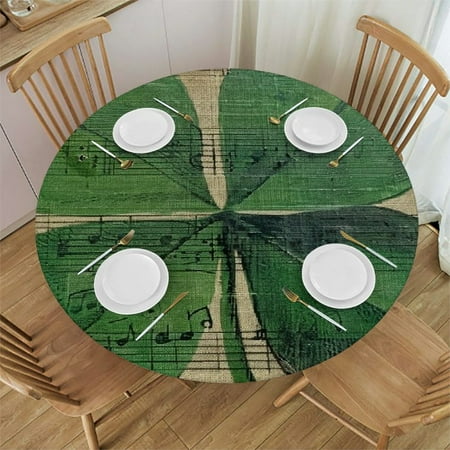 

Autua Four Leaf Clover Round Tablecloth Stain Resistant Washable for Indoor Outdoor Kitchen Dining Wedding Parties Picnic Farmhouse 100% Polyester Fiber 46 -50