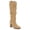light khaki, variant on Women Knee High Boots Chunky Block Heel Wide Calf Round Toe Side Zipper Fashion Dress Boot