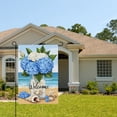 thumbnail image 2 of AMHNF Coastal Hydrangea Welcome Linen Garden Flag for Spring Summer Home Outdoor Garden Yard Door Decor 12x18 inch, 2 of 5
