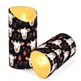 thumbnail image 3 of Cow Heads Pattern Flameless Candles 2 PCS with Remote Realistic Moving Flame LED Tapered Pillar Set for Home Decor, 3 of 7