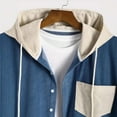 thumbnail image 5 of JUUYY Mens Corduroy Hoodie Jacket Loose Fit Long Sleeve Button Down Hooded Lightweight Shirts Jacket Outwear with Pocket Blue XXL, 5 of 7