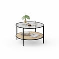 thumbnail image 1 of Garvee 2-Tier 30 inch Round Rattan Coffee Table with Storage, Black, 1 of 6
