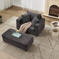 thumbnail image 3 of CQSXDA Versatile Upholstered Chaise Lounge Chair and Ottoman Combo With Pillows,  Sleeper Couch For Home Use, Dark Gray, 3 of 18
