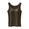thumbnail image 1 of B91xZ Crop Tops pour Femmes Basique Uni Cami Spaghetti Double Couche Crop Top, Vert S, 1 of 5