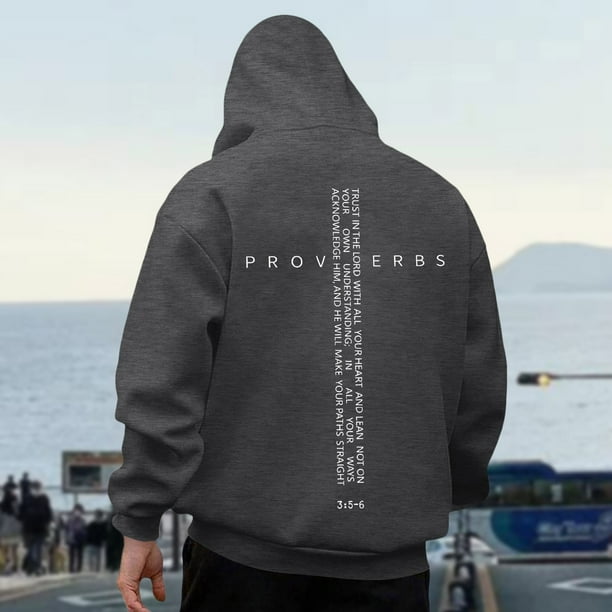 MHFRRA Sudadera con Capucha para Hombre, con Estampado Gráfico de Verso Retro, Media Cremallera, para Uso Informal Gris