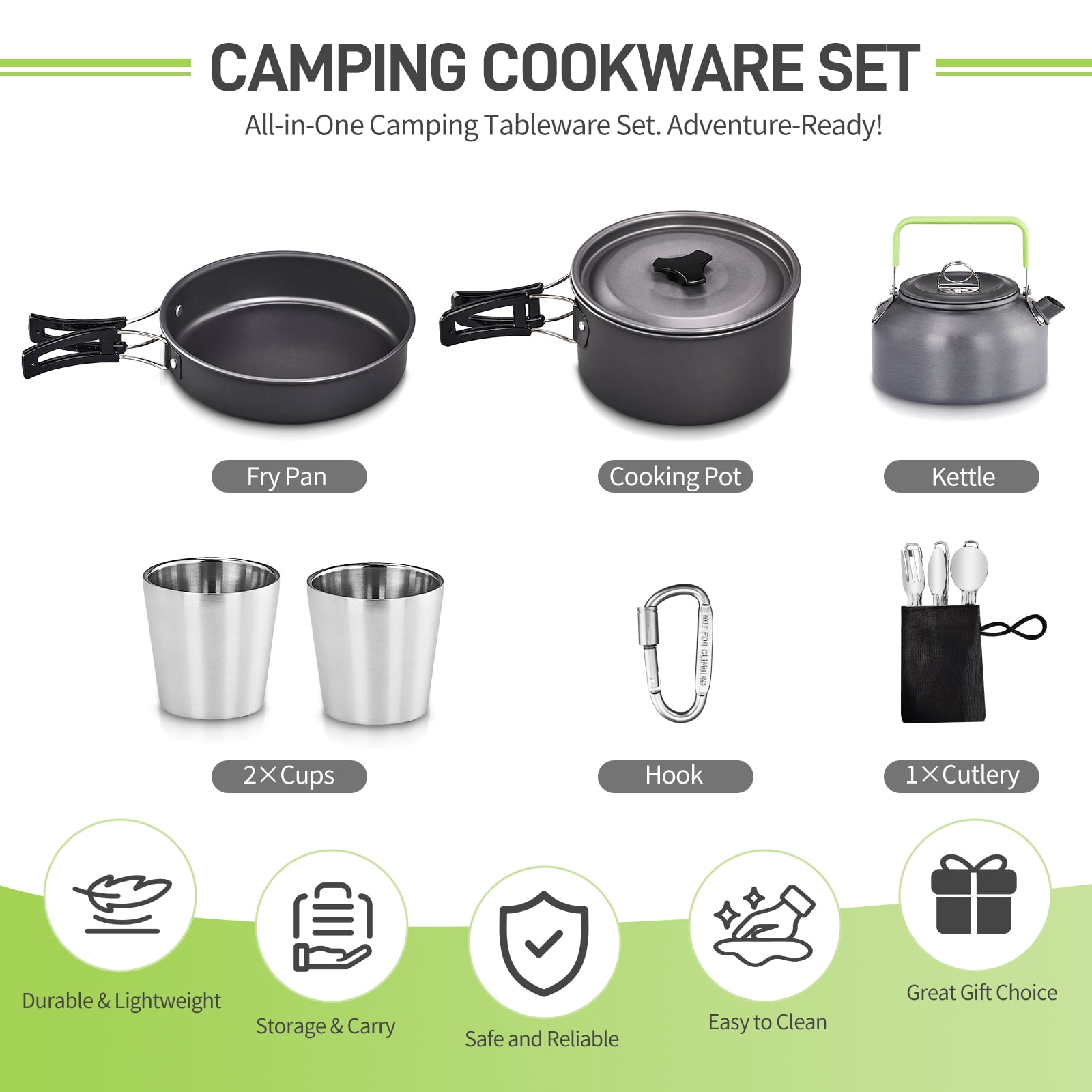 Zimtown Camping Cookware,Camping Gear Set,Lightweight,Compact for Outdoor Backpacking Camping,Outdoor Kitchen, Picnic,Hiking and Fishing