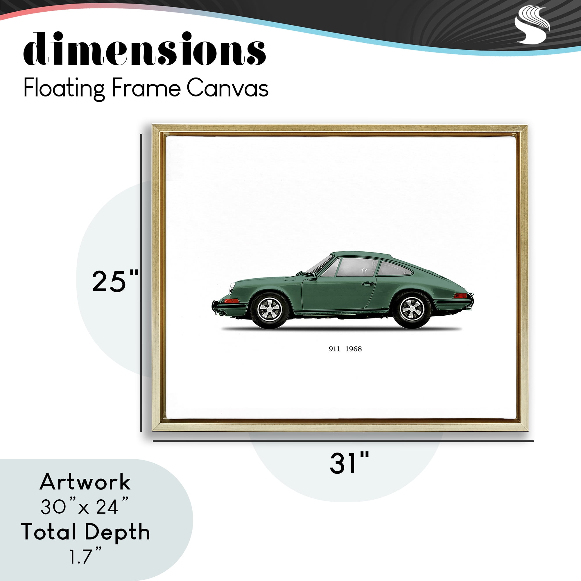 Stupell Industries Green Vintage Car Model Gold Framed Floater Canvas Wall Art, design by Mark Rogan