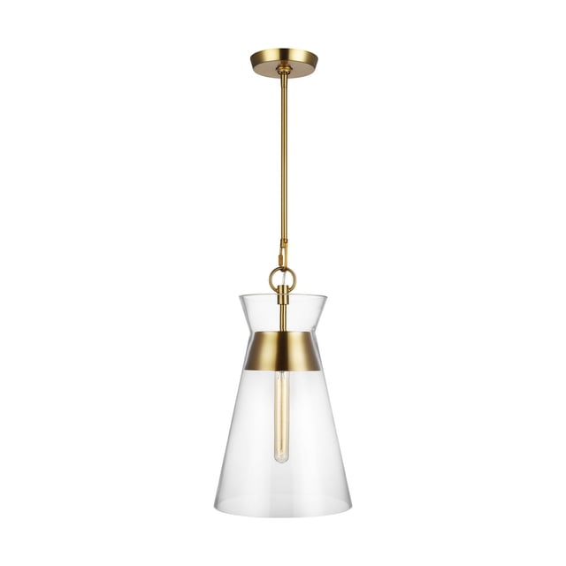 Visual Comfort Canada Atlantic 1-Light Pendant in Burnished Brass & Glass
