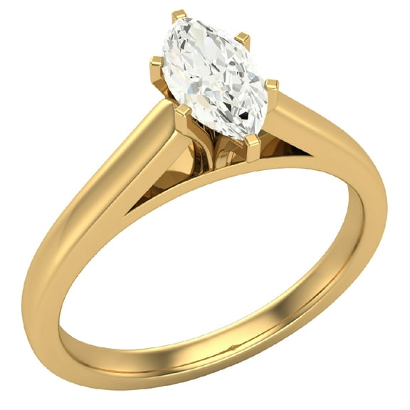 Diamond Engagement Ring For Women Marquise Solitaire GIA Certified 6-Prong 0.50 Carat 14K Gold (K,I1)