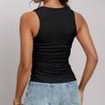 thumbnail image 4 of Women Summer Tops Women's Solid Color Sleeveless Ribbed Knit Slim Fit Tank Top With Side Pleats Color Tops for Women Sleeveless Bulk for Customize Top T Shirt Camisoles Petite Stocking Comic Black 2XL, 4 of 5