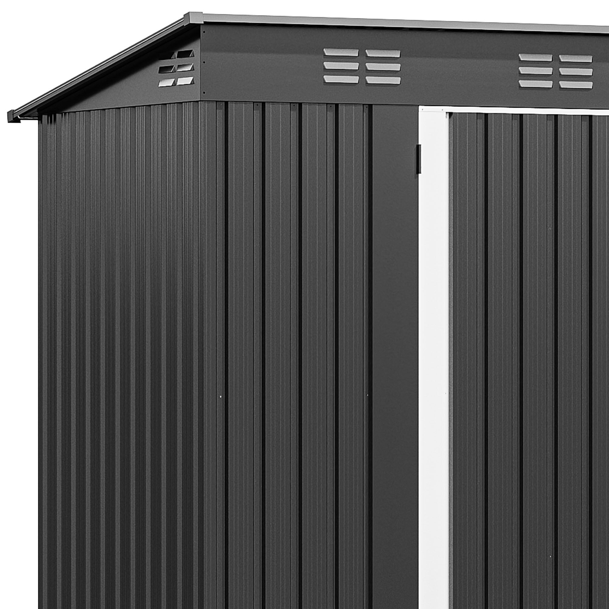 Uforic 8.5' x 3.5' Oversized Steel Outdoor Storage Shed, Heavy-Duty Tool Shed with Lockable Doors and Sloped Roof, Multipurpose Storage for Garden Patio Garage Backyard Lawn, Dark Gray