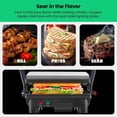 thumbnail image 4 of Electric Panini Press Grill and Gourmet Sandwich Maker w/ Non-Stick Coated Plates Opens Degrees to Fit Any Type or Size Food Dishwasher Removable Drip Tray Stainless Steel/, 4 of 8
