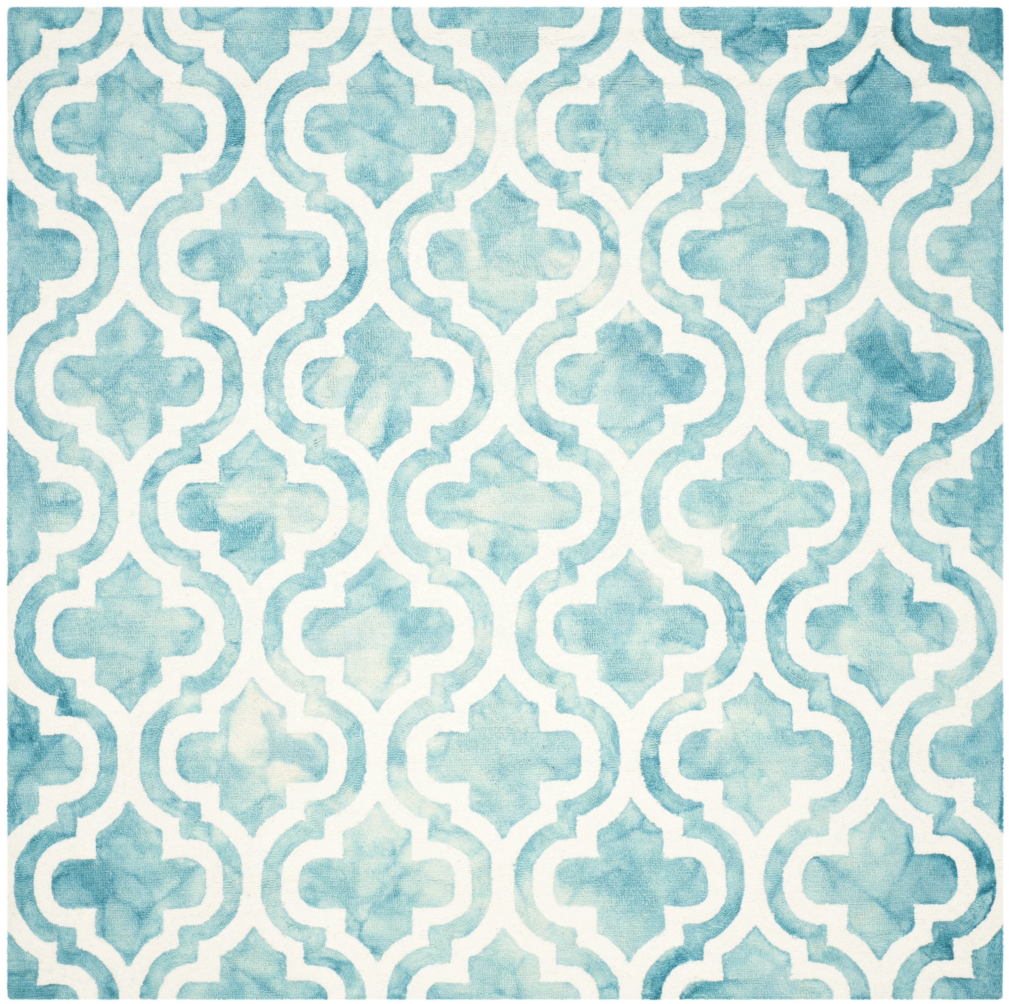 Safavieh Dip Dye Jolyon Geometric Wool Area Rug, Turquoise/Ivory, 7' x 7' Square