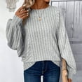thumbnail image 3 of STETMN Women's Batwing Long Sleeve Shirts Round Neck Pullover Tops Loose Lightweight Sweater, 3 of 7