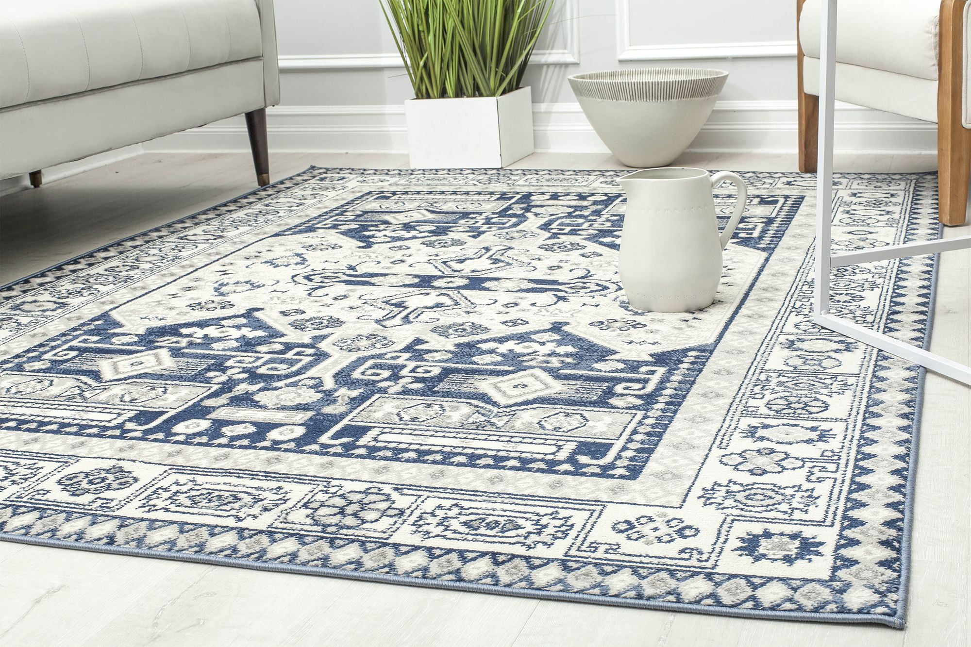 Rugs America Gallagher GL60C Navy Koti Vintage Transitional Area Rug, 2'6"x4'
