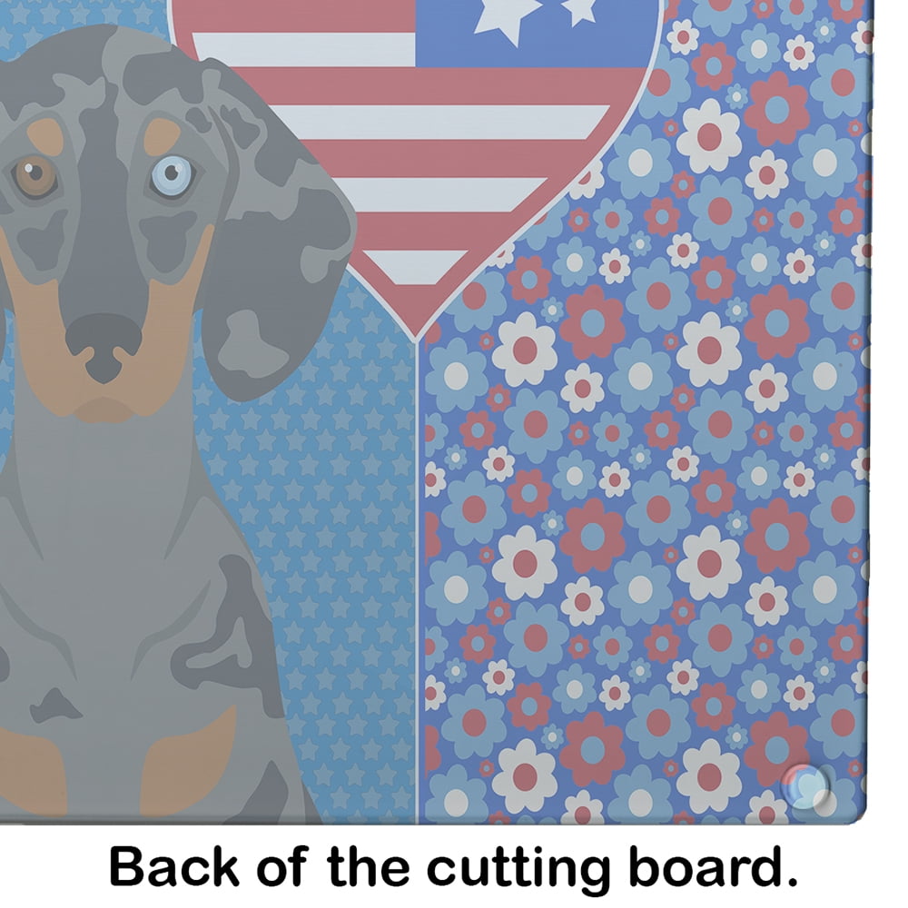 Black Dapple Dachshund Glass Cutting Board Large 12 in x 15 in