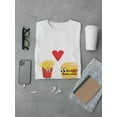 thumbnail image 3 of Kawaii Cute Pixel Burger Fries Love Couple Graphic Men White T-Shirt, Male Large, 3 of 4