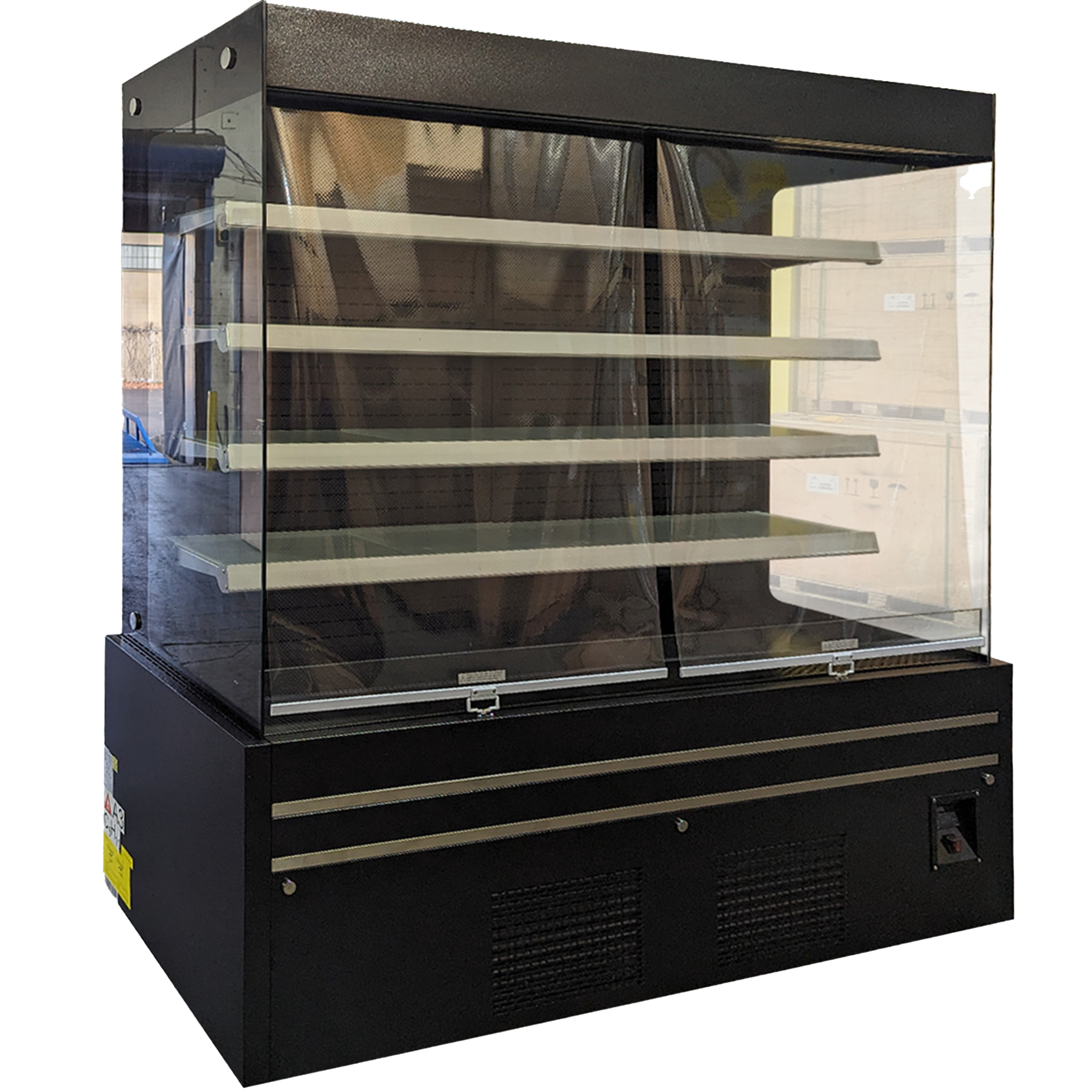 72 in. with 41 Cu. ft. Commercial Open Case Refrigerator in Black, NSF Vertical Open Air Display Merchandiser