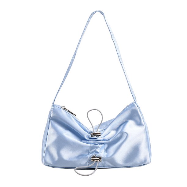 Bolso de hombro con cordón para mujer, bolso de mano plisado, informal, brillante (azul) Wdftyju Para Estrenar