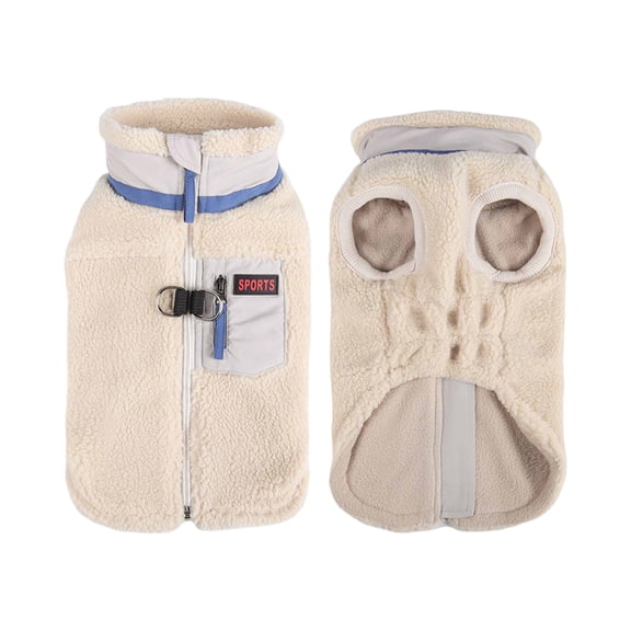 Fleece Dog Coat, Retro Winter Jacket, Warm Padded Pet Vest with Back Zipper Leash Hole & Pocket, Cold Weather Clothes for Small Medium Dogs Pet Clothing