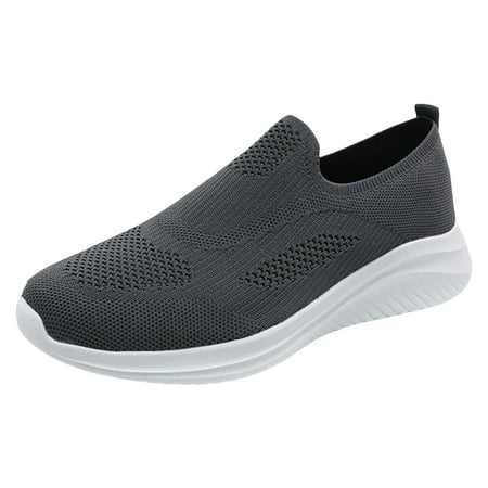 UAYOTSE Mens Slip on Loafers Walking Tennis Shoes Laceless Running Blade Sneakers Mesh Trail Jogging Casual Athletic Dark Gray 44