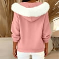 thumbnail image 4 of ZUKMRJPC Women's Zip Up Hoodie Long Sleeve Fleece Lined Faux Fur Collared Fall Winter Lightweight Hooded Sweatshirt with Pockets, 4 of 8